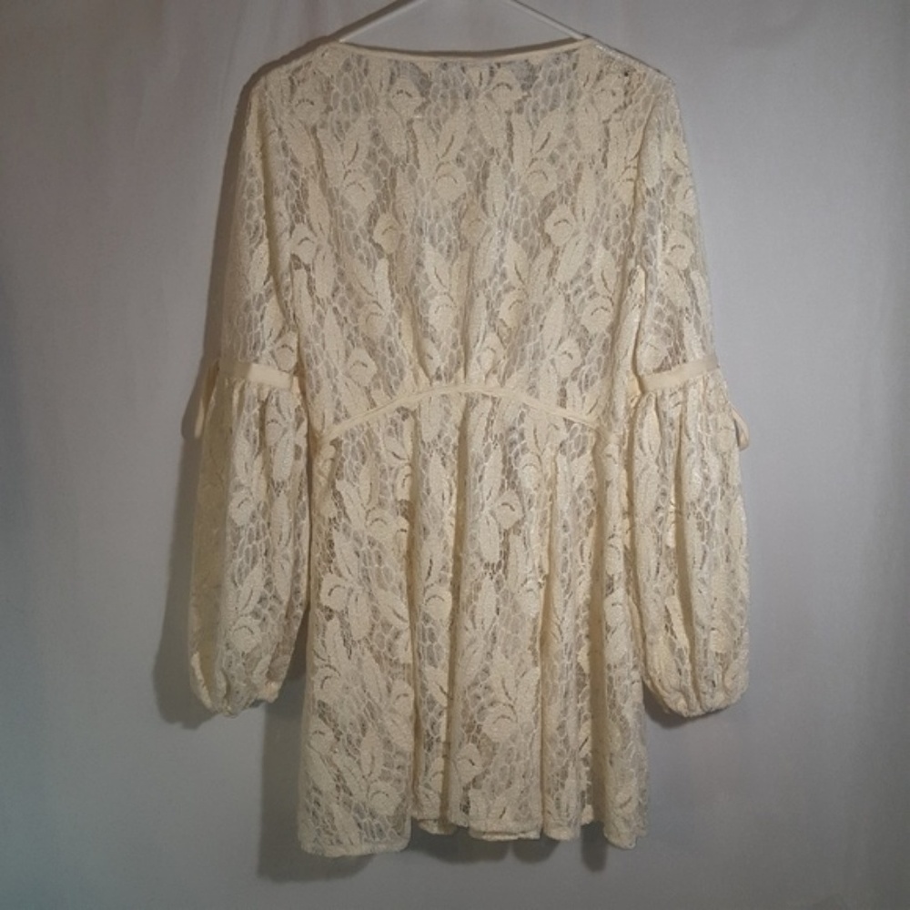 Poet Sleeves Lace Babydoll Tunic Dress - Picture 6 of 8